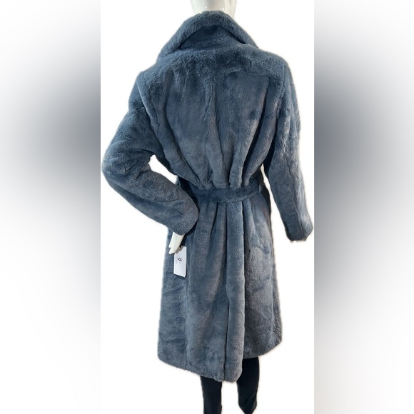 NWT UGG “Lucinda" Women's Blue Faux Fur Trench Coat Size: Medium - Picture 2 of 10